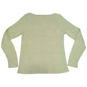 LL Bean Women's Woven Knit Sage Green Cotton Pullover Sweater Size Small